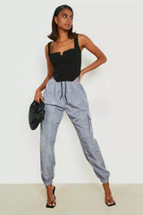 SHELL CARGO JOGGERS TROUSER-GREY