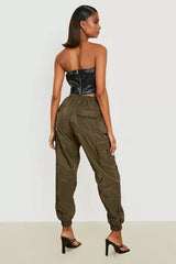 SHELL CARGO JOGGERS TROUSER-OLIVE