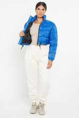 PADDED CROP PUFFER JACKET- ROYAL BLUE