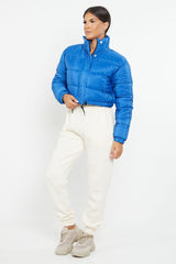 PADDED CROP PUFFER JACKET- ROYAL BLUE