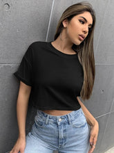 DROP SHOULDER SOLID TEE-BLACK