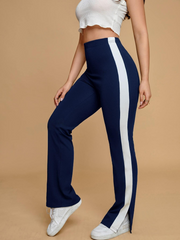 CONTRAST SIDE SEAM SPLIT HEM TROUSERS