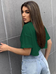 DROP SHOULDER SOLID TEE-GREEN