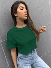 DROP SHOULDER SOLID TEE-GREEN
