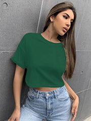 DROP SHOULDER SOLID TEE-GREEN