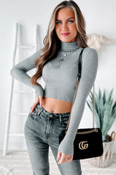 RIBBED TURTLENECK CROP TOP