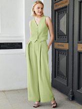 SOLID COLLARLESS V-NECK FRONT BUTTON VEST WAISTCOAT SUIT