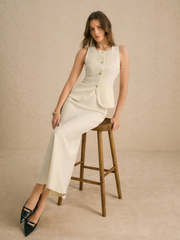 2PCS EXCELLENT MINIMALIST SHARP SINGLE-BREASTED VEST AND SKIRT SET