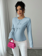 WOMEN'S SOLID COLOR ROUND NECK ELEGANT CASUAL TOP