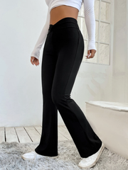 OVERLAP WAIST FLARE LEG TROUSER