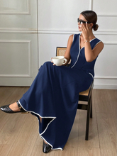 FRENCHY 2PCS WOMEN CONTRAST TRIM SLEEVELESS TOP & LONG SKIRT SET