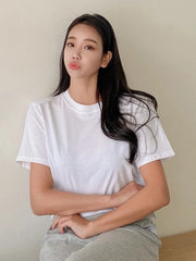 Solid Stand Neck Tee With Trouser