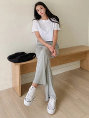 Solid Stand Neck Tee With Trouser