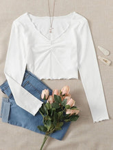 RUCHED LETTUCE-EDGE CROPPED WHITE