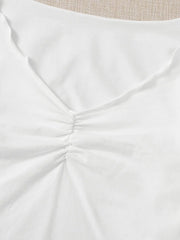 RUCHED LETTUCE-EDGE CROPPED WHITE