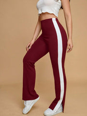 CONTRAST SIDE SEAM SPLIT HEM TROUSERS
