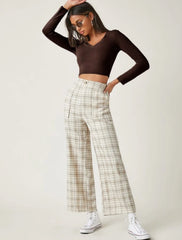 SOLID V-NECK LONG SLEEVES CROP TEE