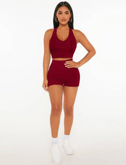 RIBBED KNIT BACKLESS CROP TANK TOP