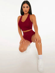 RIBBED KNIT BACKLESS CROP TANK TOP