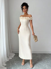 MAXI WITH DROPPED SHOULDERS AND RUFFLES