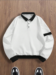 MEN'S CONTRAST COLORBLOCK COLLAR LONG SLEEVE HALF-ZIP SWEATSHIRT