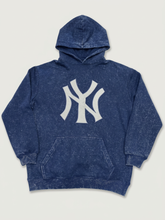 ACID WASHED APPLIQUE EMBROIDERED NY HOODIE