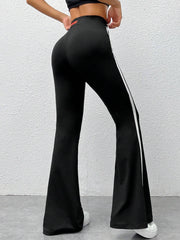 STRIPED TAPE SIDE FLARE LEG PANTS