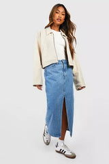 ZIP THROUGH COLLARED JACKET SAND