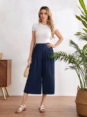 SOLID CAPRIS WIDE LEG TROUSERS WITH TEE