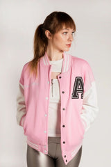 PINK VARSITY BASEBALL UNISEX JACKET