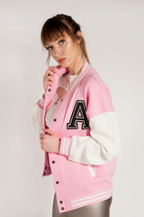 PINK VARSITY BASEBALL UNISEX JACKET