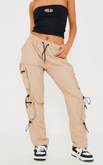 TOGGLE DETAIL CARGO TROUSER-BEIGE