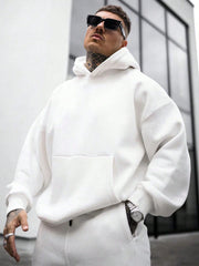 MEN KANGAROO POCKET DROP SHOULDER HOODIE