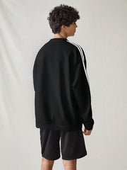 MEN COLORBLOCK STRIPED PATCHED CASUAL LONG SLEEVE SWEATSHIRT