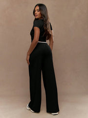 CROP TOP & WIDE LEG PANTS