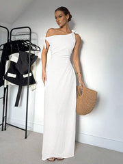 CASUAL SOLID COLOR ASYMMETRICAL DRESS