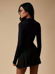 HENLEY NECKLINE LONG SLEEVE BUTTON FRONT TOP