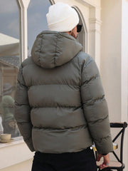 MEN'S HOODED, DRAWSTRING PADDED COAT