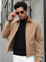 MEN'S CASUAL SOLID COLOR LONG SLEEVE ZIP-UP JACKET