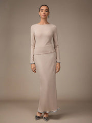 CREW NECK LONG SLEEVE TOP AND SKIRT