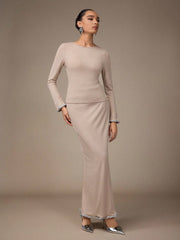 CREW NECK LONG SLEEVE TOP AND SKIRT