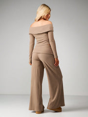 OFF-SHOULDER TOP WITH WIDE LEG PANTS