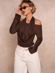COWL NECK LONG SLEEVE TOP