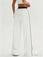 WAISTBAND CONTRAST STRIPE LOOSE FIT STRAIGHT LEG PANTS