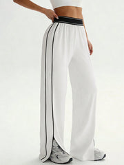 WAISTBAND CONTRAST STRIPE LOOSE FIT STRAIGHT LEG PANTS