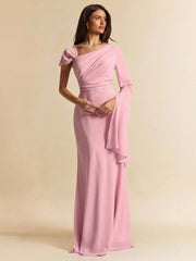 ASYMMETRIC SHOULDER WRAP DRESS