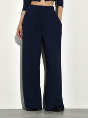 COLLARED BUTTON DOWN CROP TOP AND WIDE LEG PANTS SET