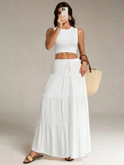 PLAIN CROPPED TANK TOP AND LONG SKIRT SET
