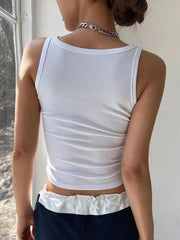 SOLID RIBBED KNIT CROP CAMI TOP - OFFWHITE