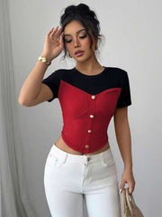 Women's Elegant Round Neck Short Sleeve T-Shirt